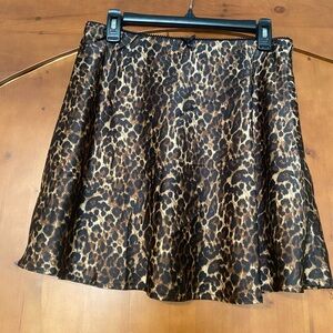 Life Leopard Print Satin Mini Skirt NWOT